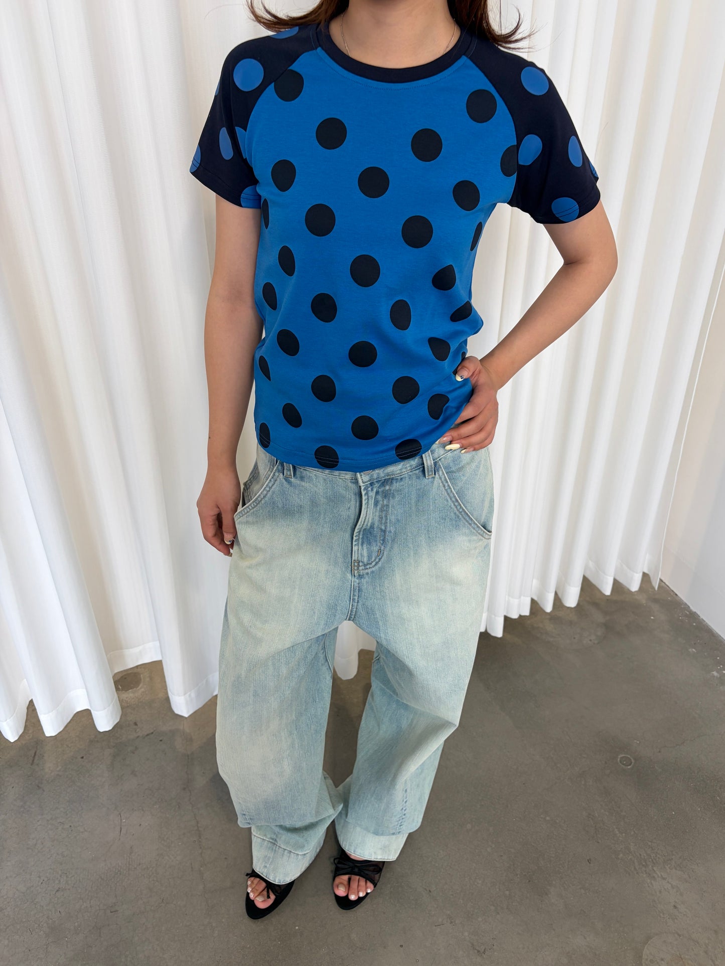 InsGale 26SS 藍色波點短T