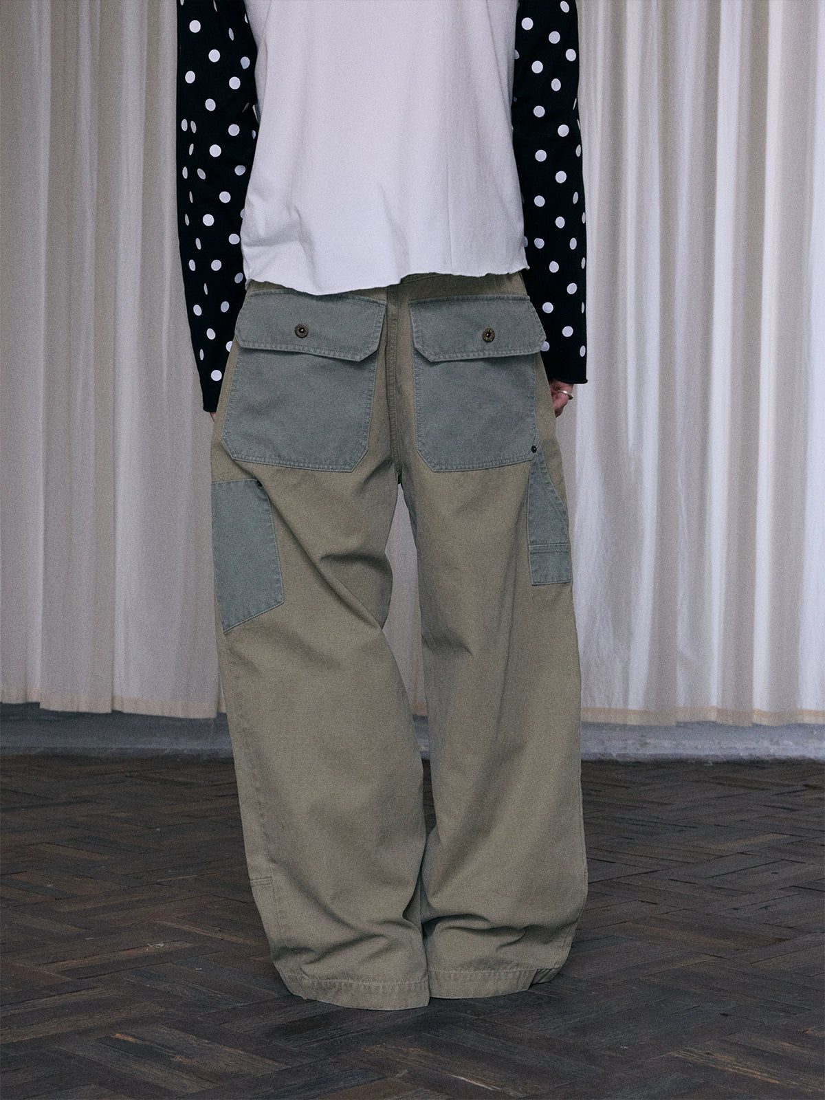 InsGale 25AW 水洗落色復古拼接工裝長褲