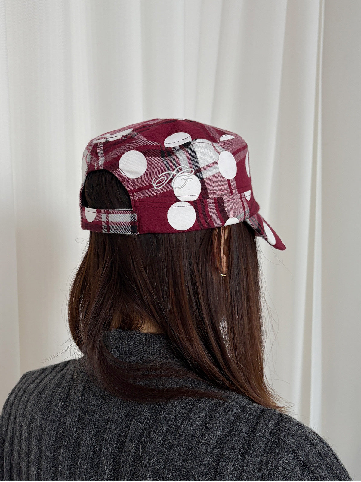 InsGale 26AW 格紋刺繡點點平頂帽