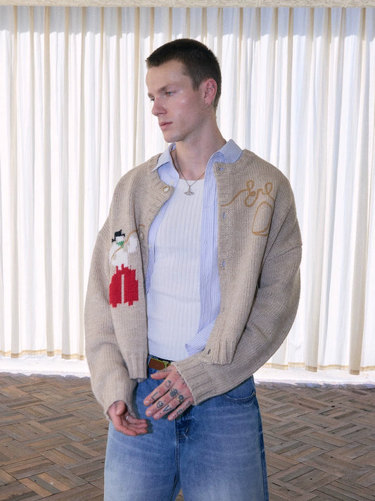 InsGale 25AW 慵懶粗針織寬鬆開衫毛衣