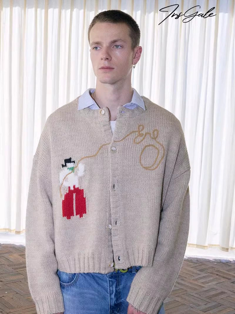 InsGale 25AW Loose-fitting Chunky Knit Cardigan Sweater 