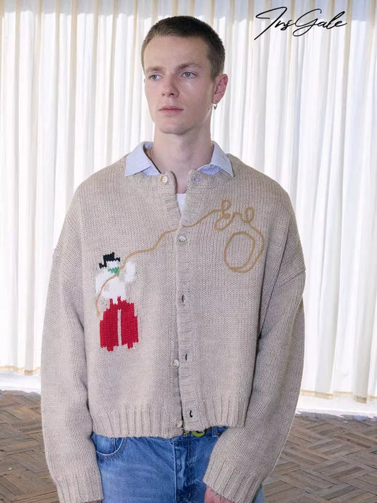 InsGale 25AW 慵懶粗針織寬鬆開衫毛衣