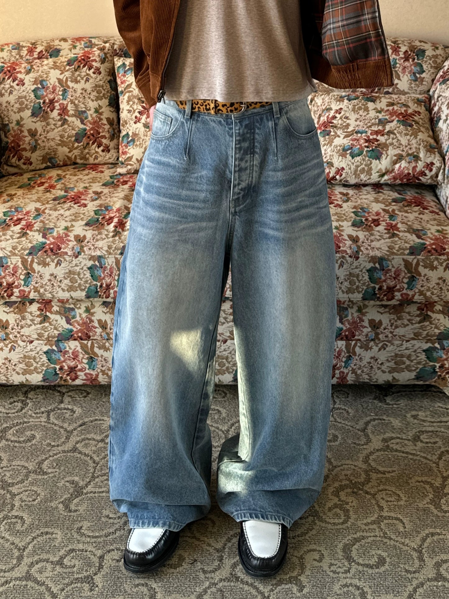 InsGale 25SS 鮮藍冰藍立體水洗BAGGY牛仔褲