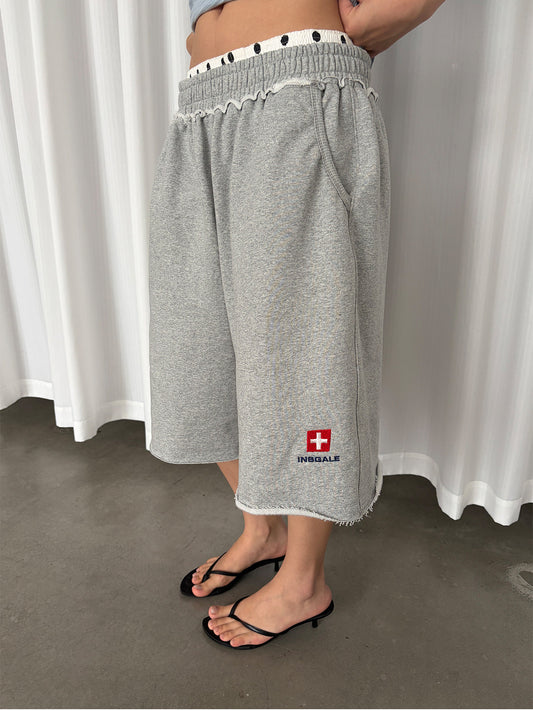 InsGale 26SS 刺繡卷邊七分衛褲