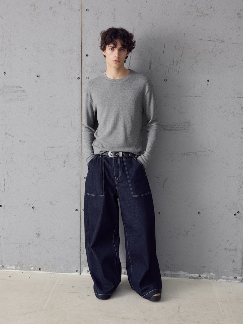 InsGale 25AW Skin-friendly Warm Skin-friendly Deconstructed Basic Base Layer Long T-shirt 
