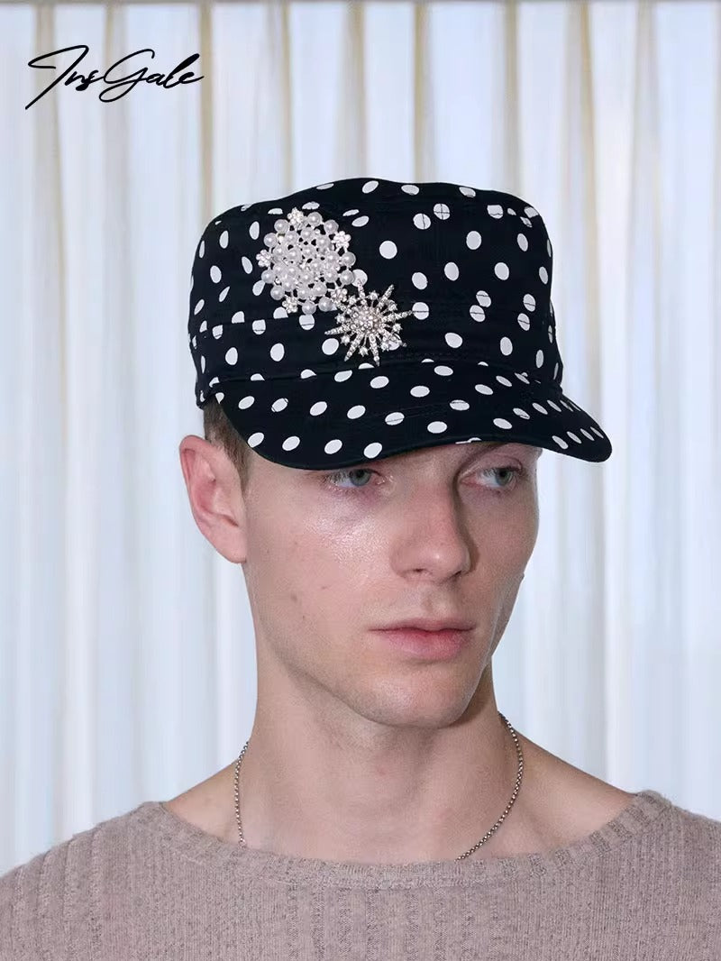 InsGale 25AW 點點復古刺繡平頂帽