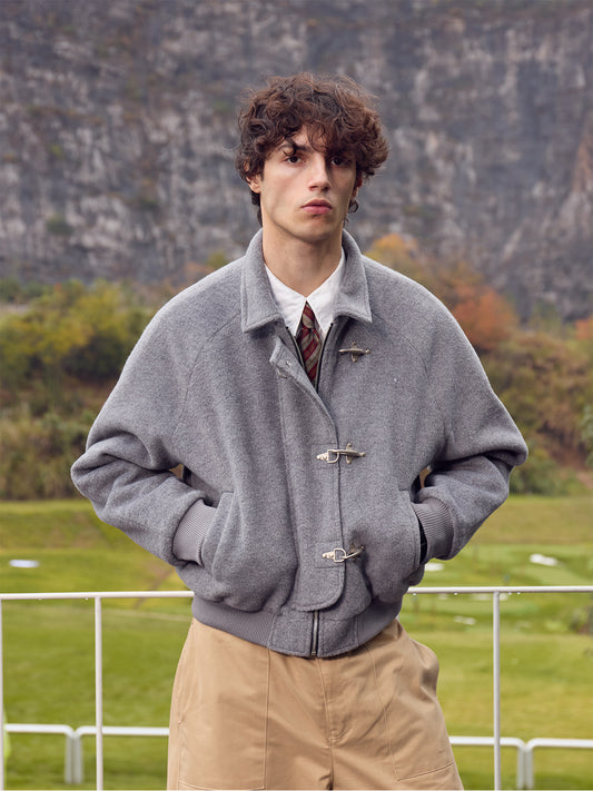 InsGale 25AW 羊毛龍蝦扣MA1老錢風Boomber