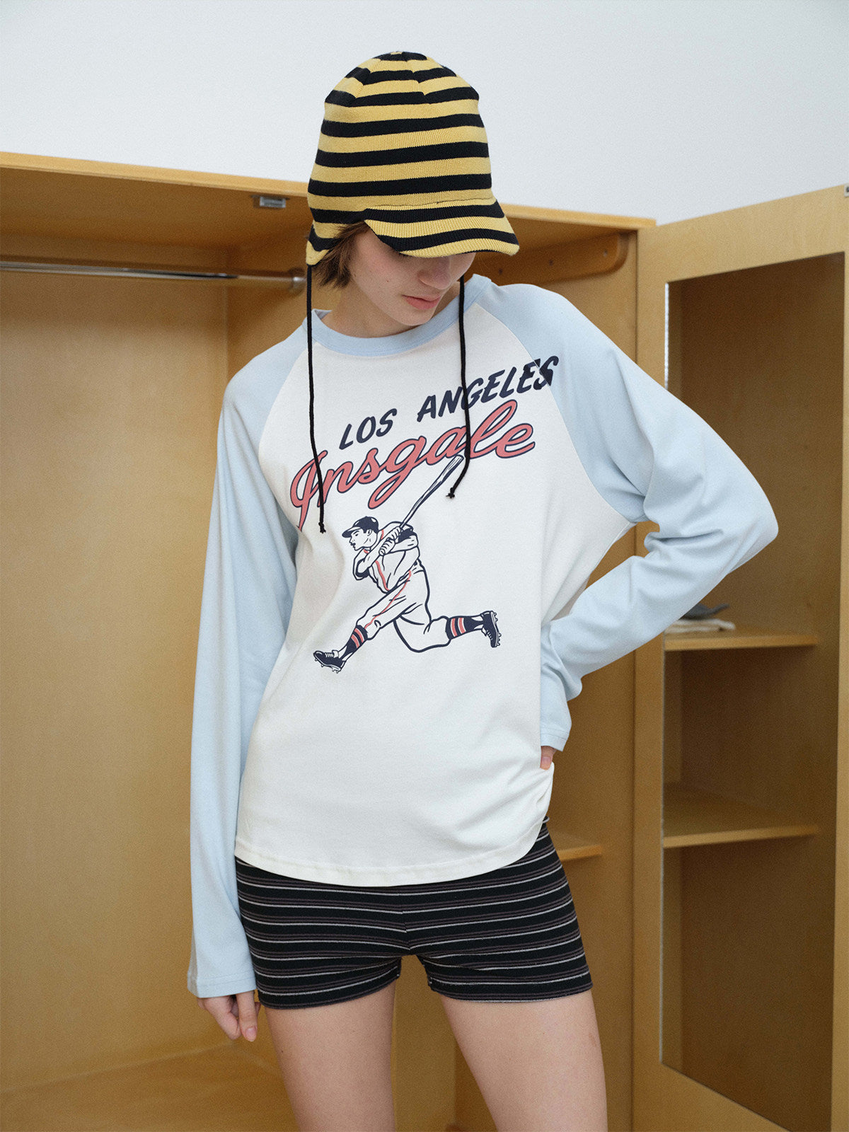InsGale 26SS 復古棒球印花長Tee
