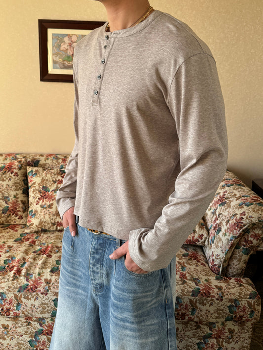 InsGale 25SS 天絲羊毛彈力柔軟修身短款正肩亨利領長袖