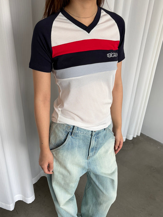 InsGale 26SS 網眼拼接復古運動短T