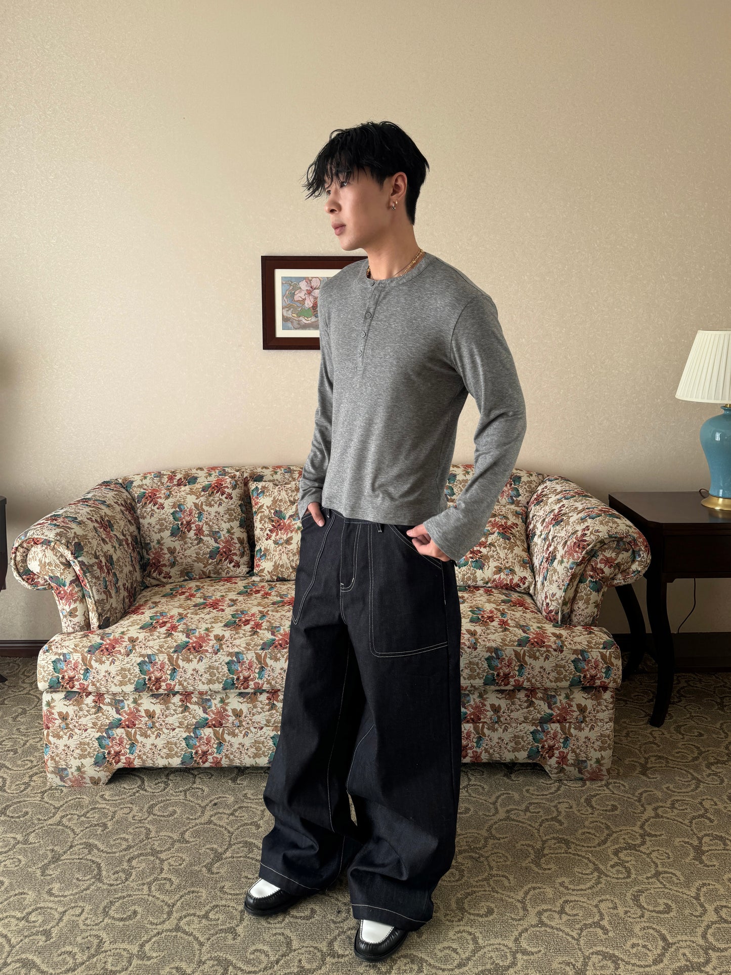 InsGale 25SS 天絲羊毛彈力柔軟修身短款正肩亨利領長袖