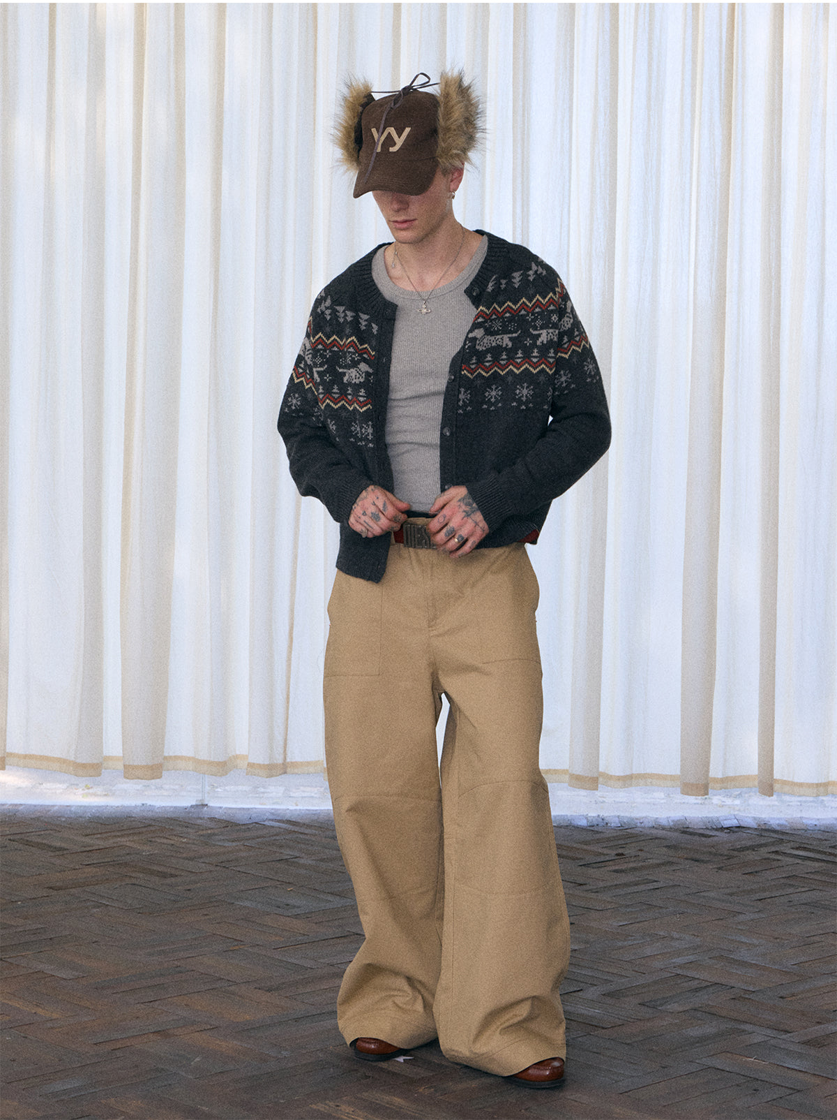 InsGale 25AW 費爾鳥臘腸狗針織短款羊毛開衫毛衣