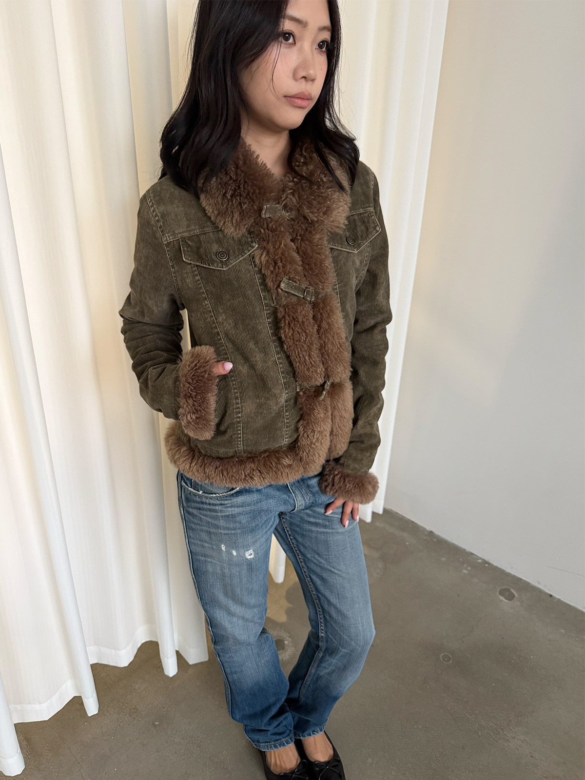 InsGale 26AW Vintage Olive Fleece Jacket
