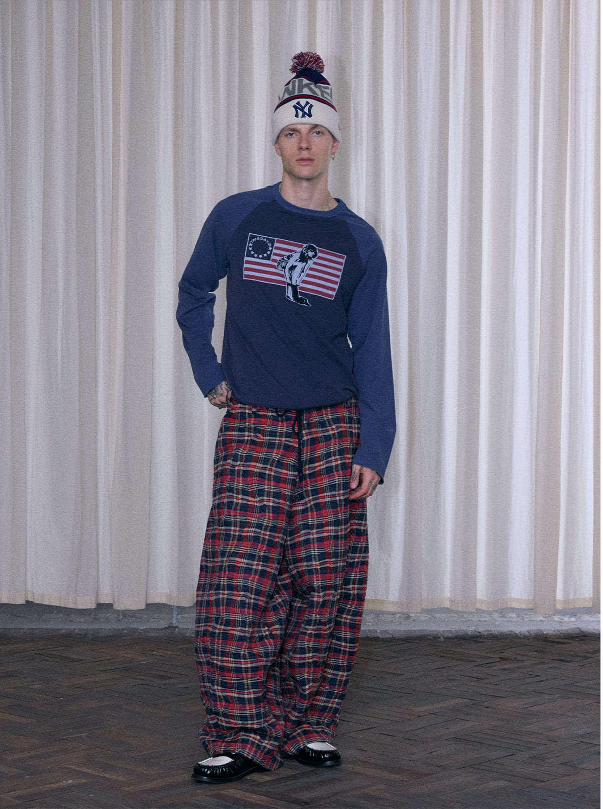 InsGale 25AW 復古撞色拼接長T