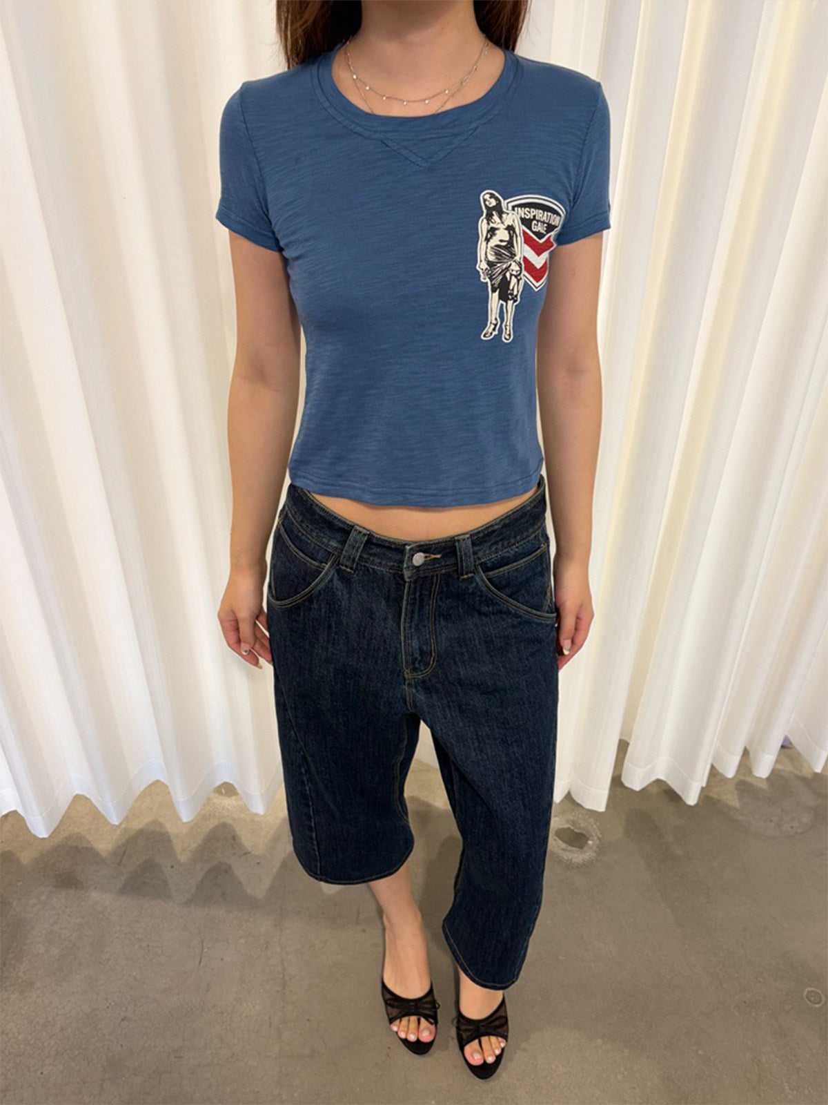 InsGale 26SS LEJ復古藍七分牛仔褲