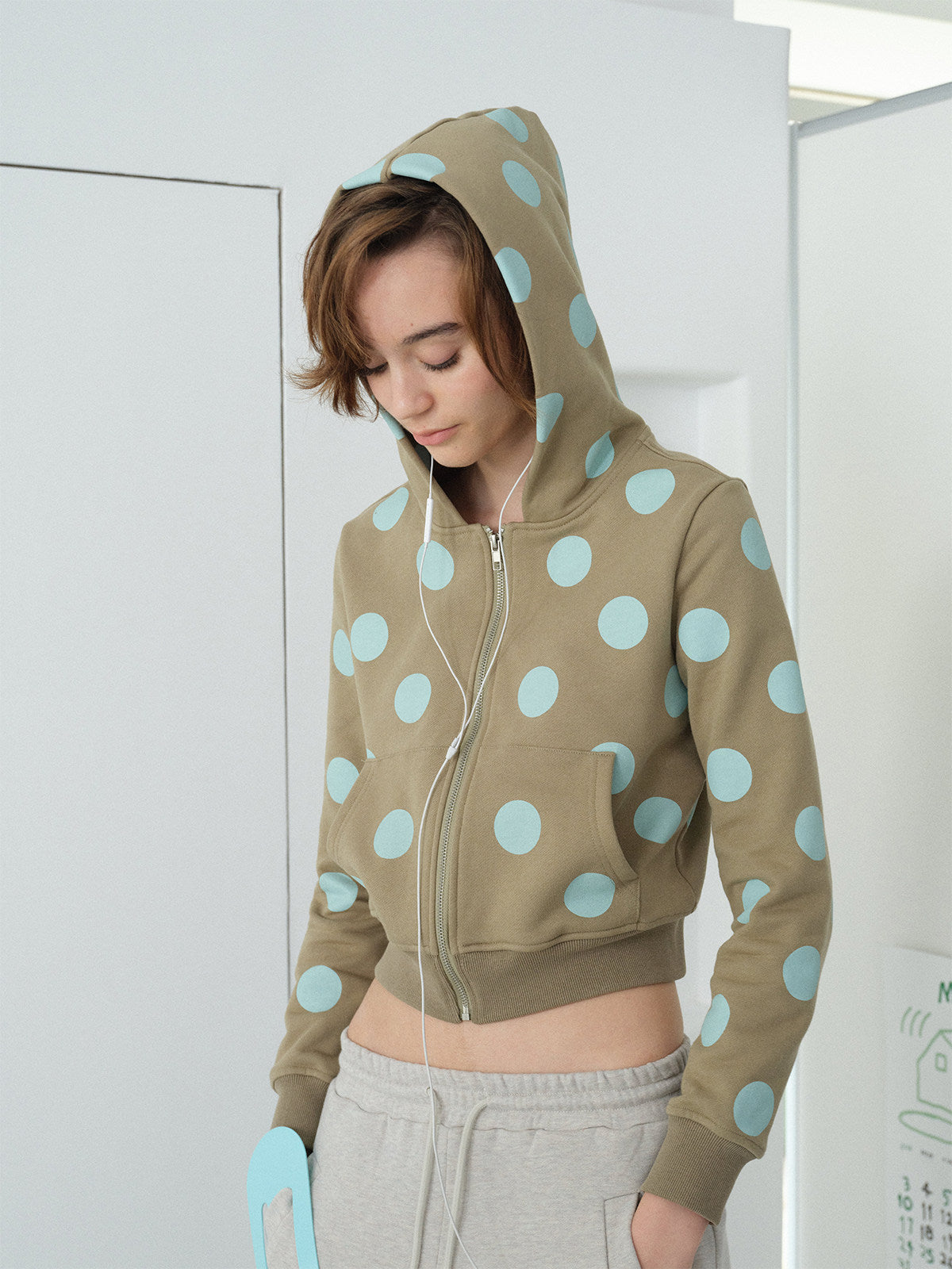 InsGale 26SS 波點修身連帽外套