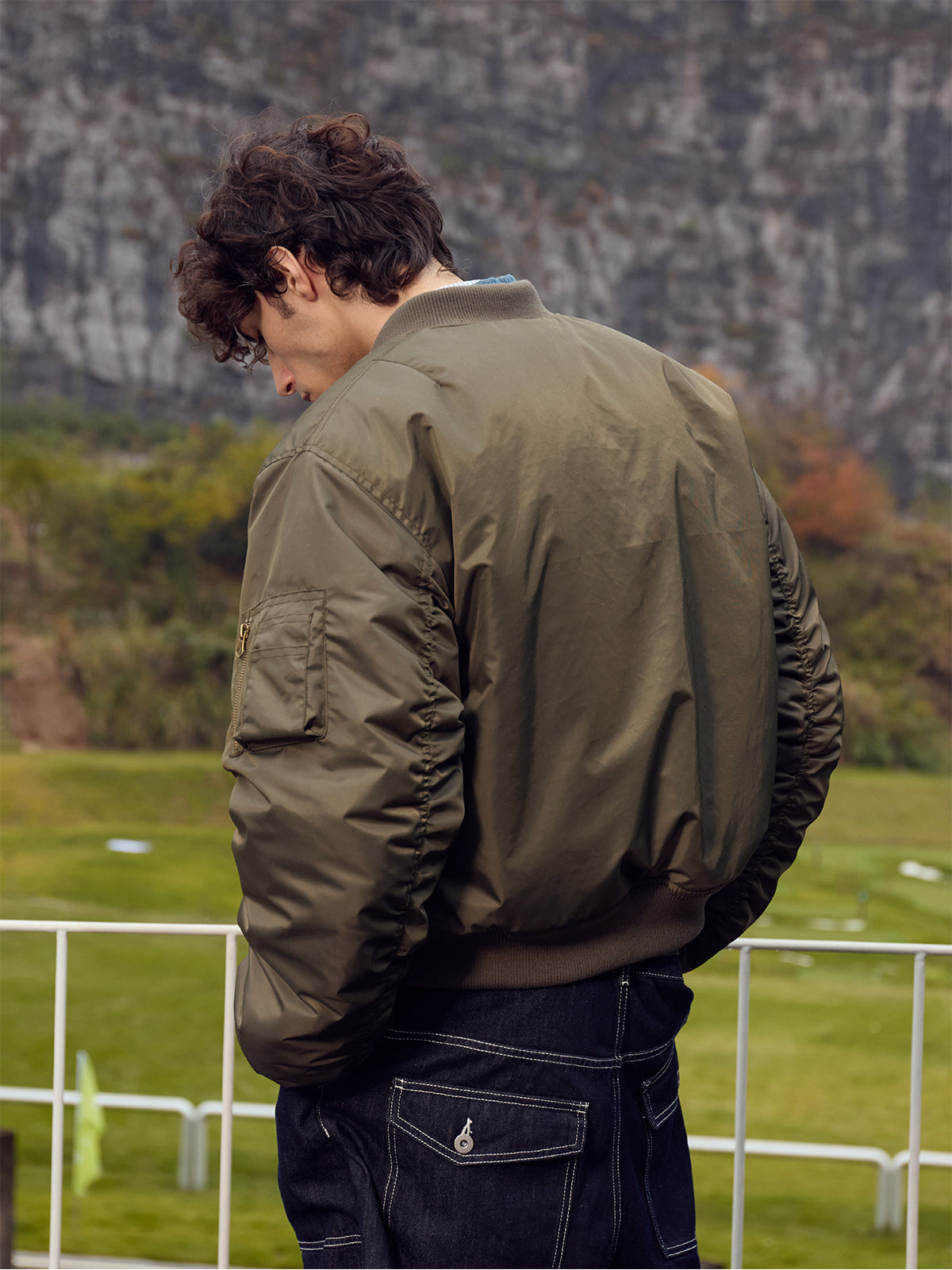 InsGale 25AW 雙面穿MA1重磅水貂毛軍綠豹紋棉服飛行夾克Boomber