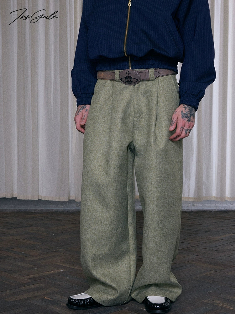 InsGale 25Aw 肌理編織直筒休閒西褲