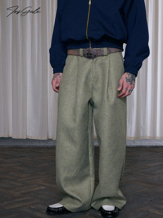 InsGale 25Aw 肌理編織直筒休閒西褲