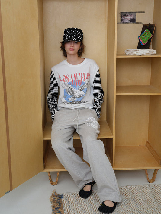 InsGale 26SS 復古條紋拼接長Tee