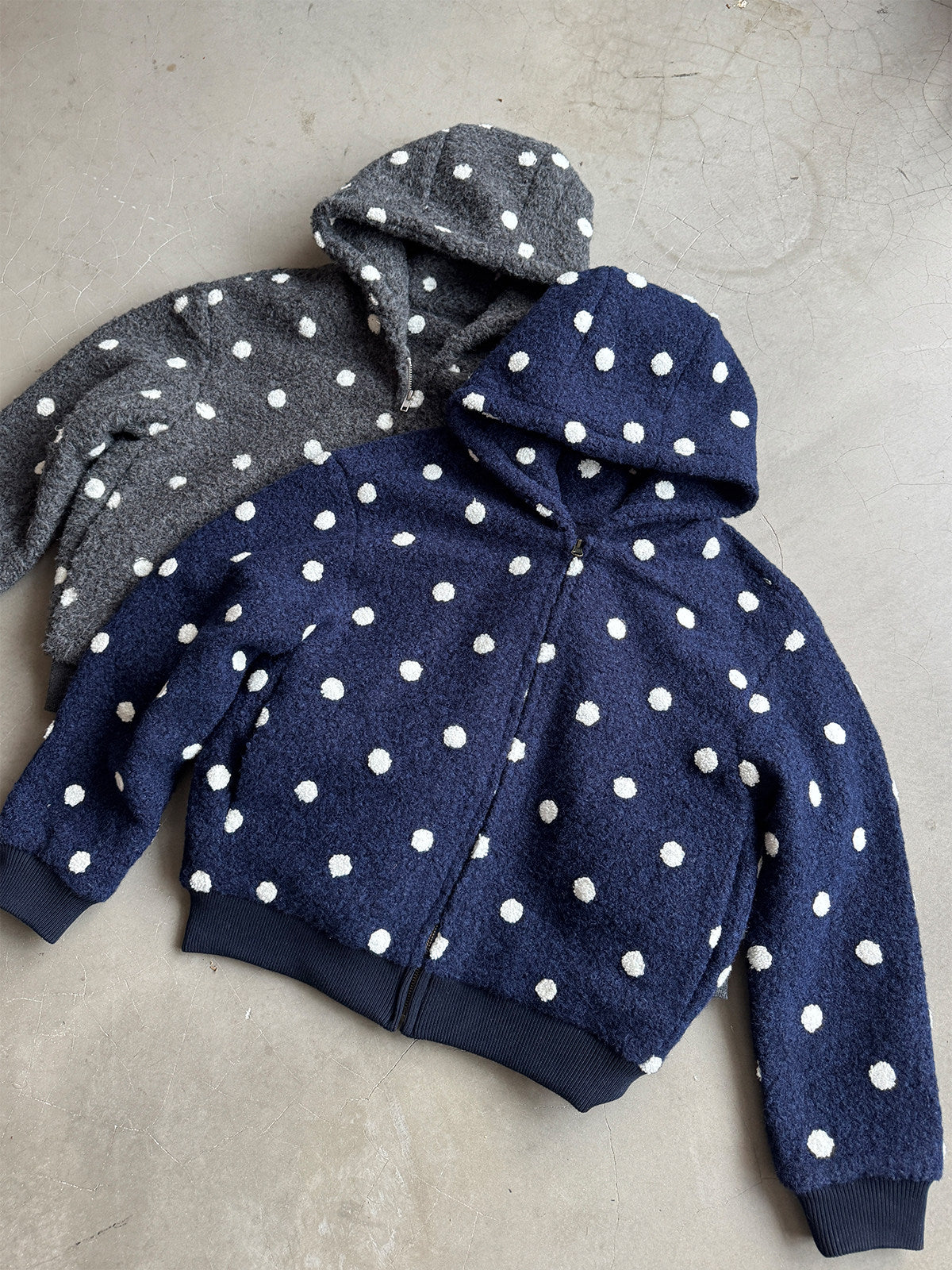 InsGale 25AW 點點羊羔絨連帽拉鍊外套