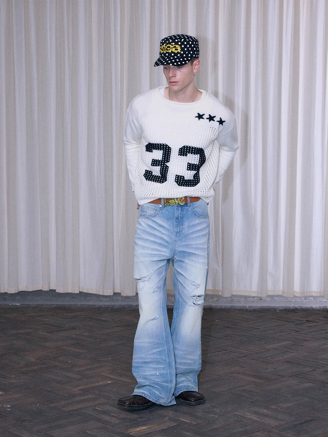 InsGale 25AW 簍空數字33毛衣