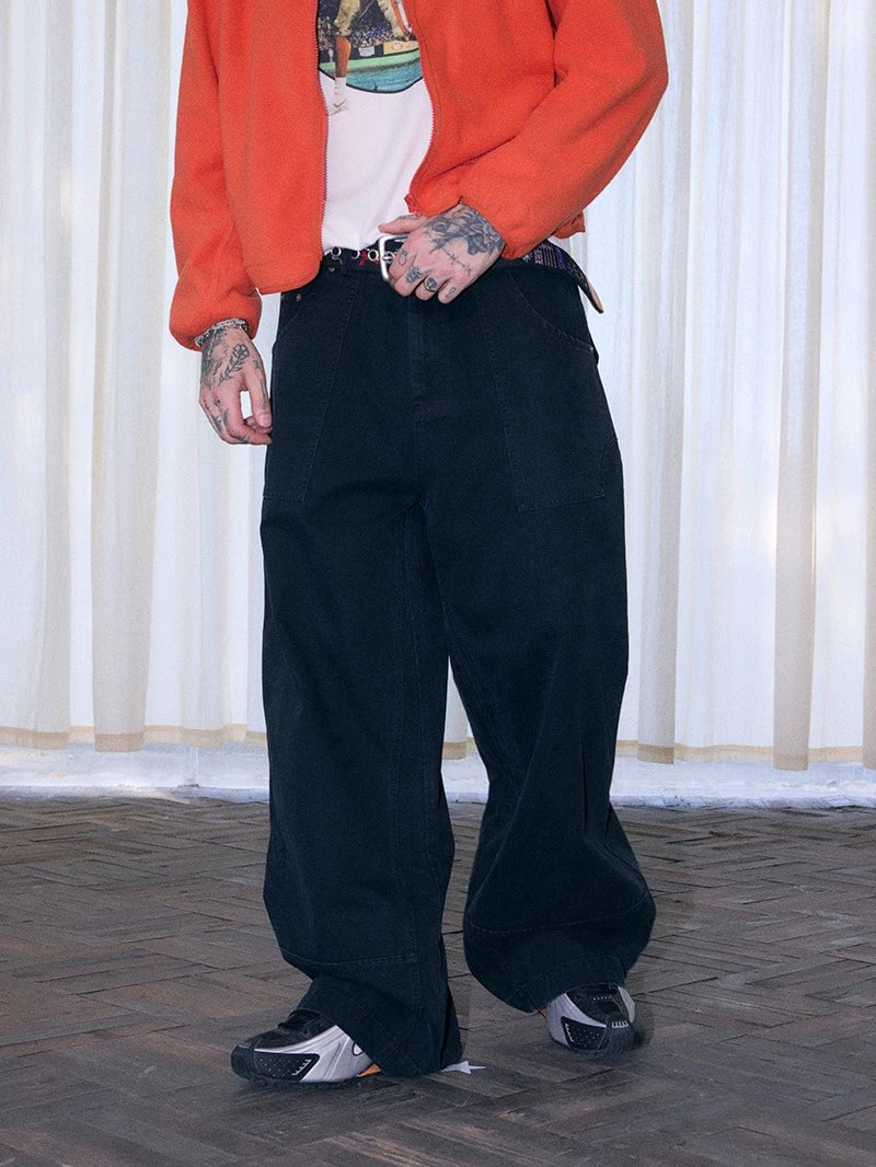 InsGale 25AW 水洗落色復古拼接工裝長褲