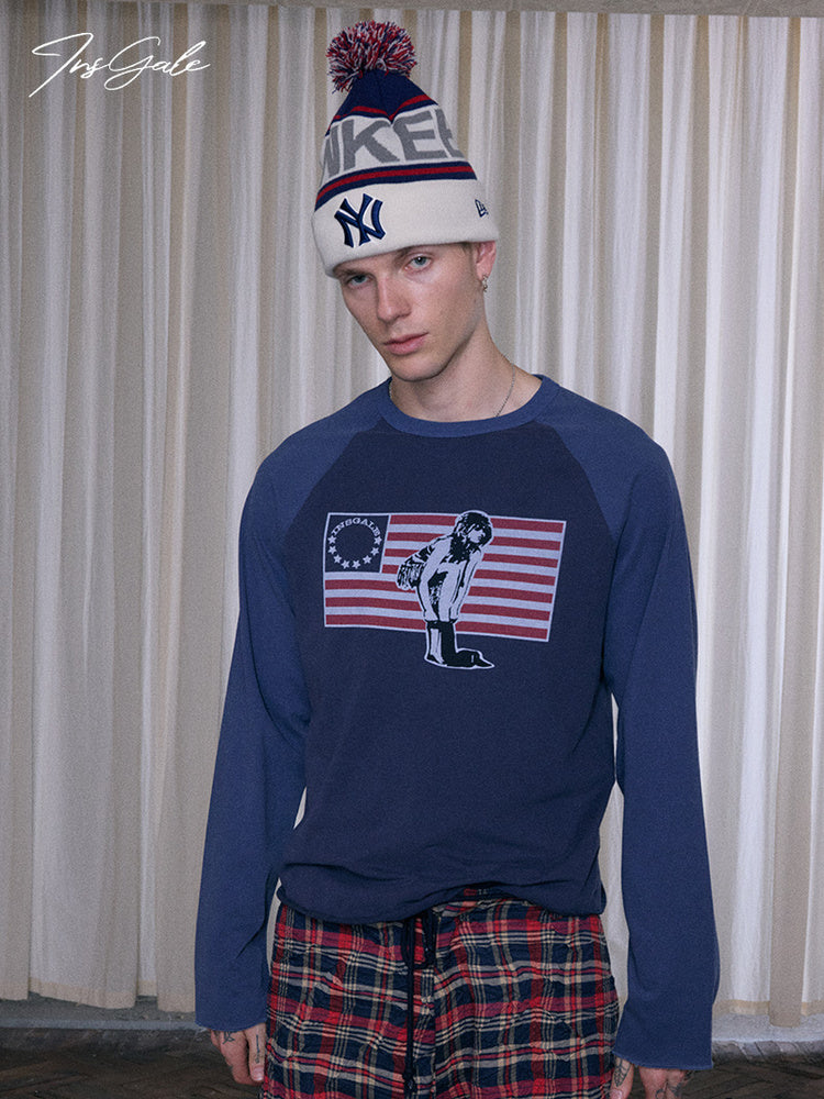 InsGale 25AW 復古撞色拼接長T