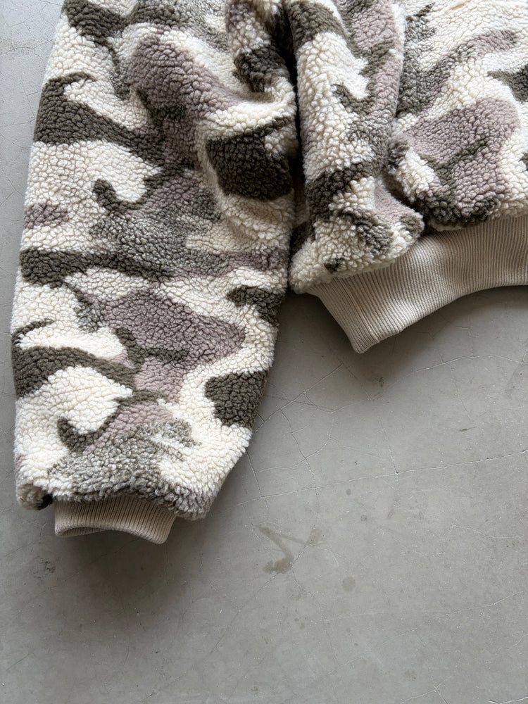 InsGale 25AW 600G重磅灰白迷彩羊羔毛拉鍊外套