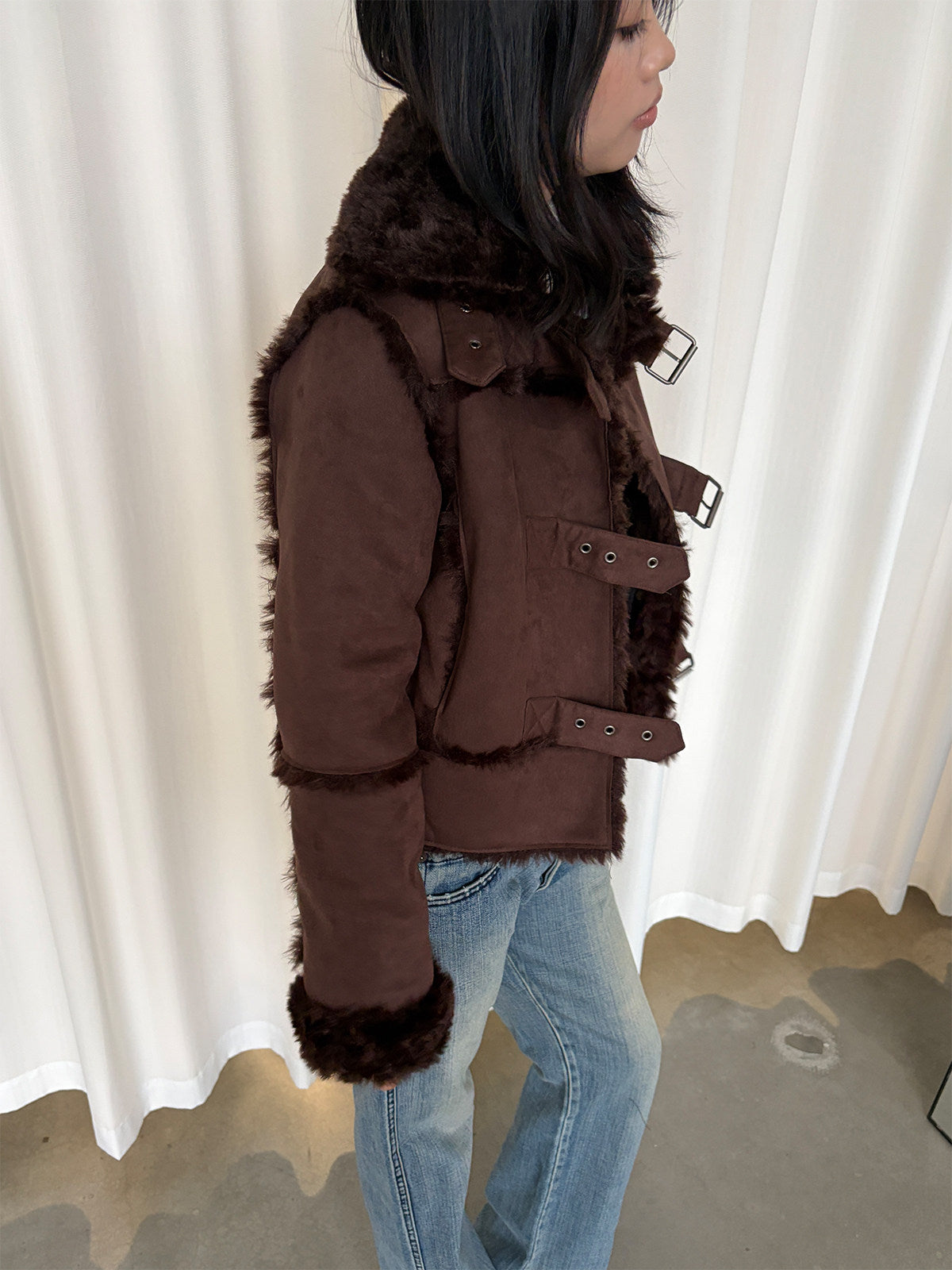 InsGale 26AW Vintage Brown Fur Jacket
