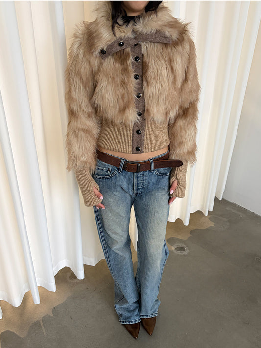 InsGale 26AW Amber Knit Fur Jacket