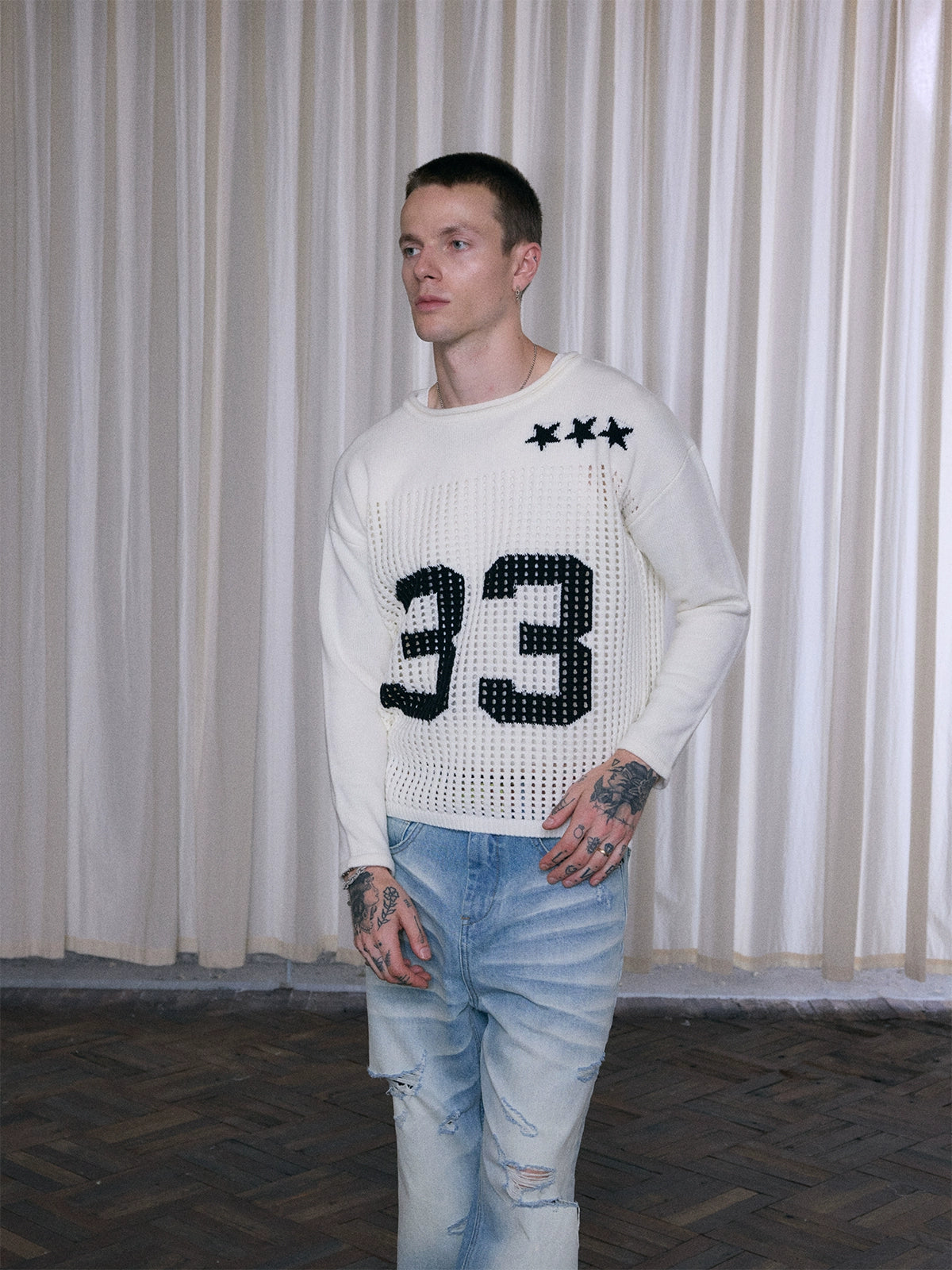 InsGale 25AW 簍空數字33毛衣