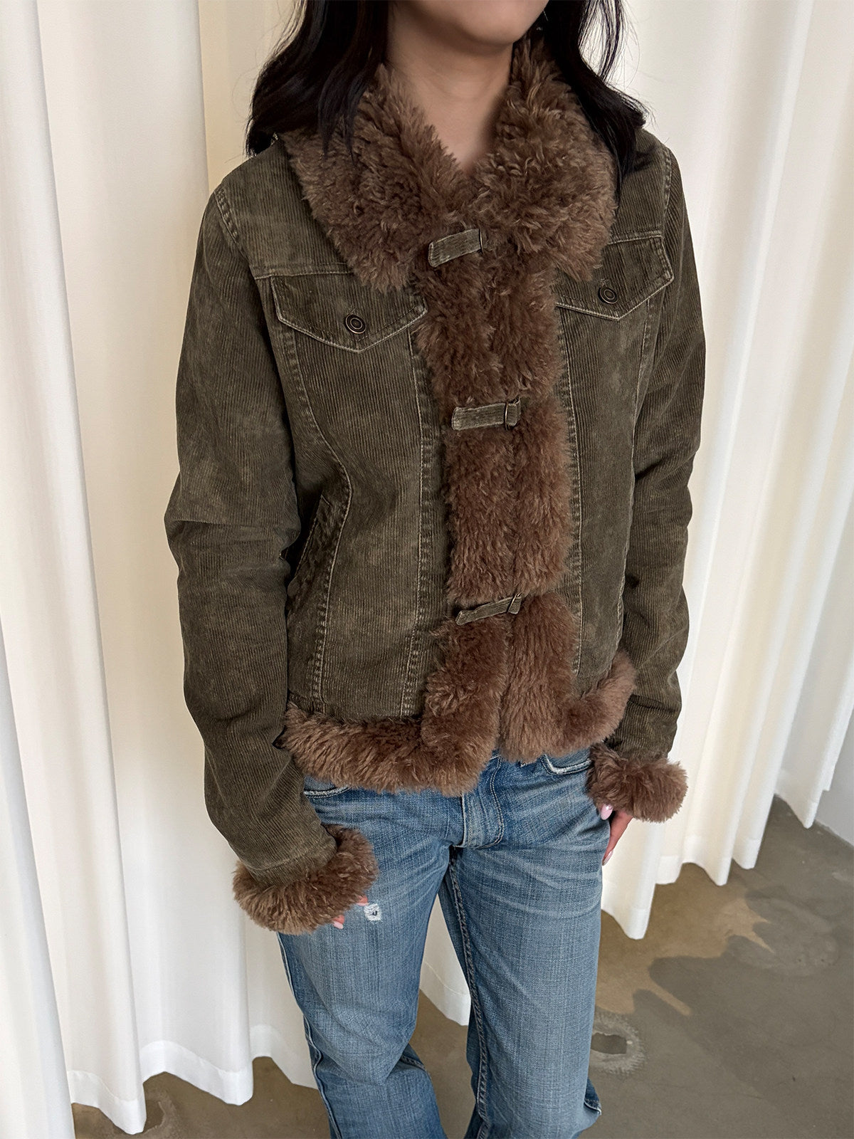 InsGale 26AW Vintage Olive Fleece Jacket