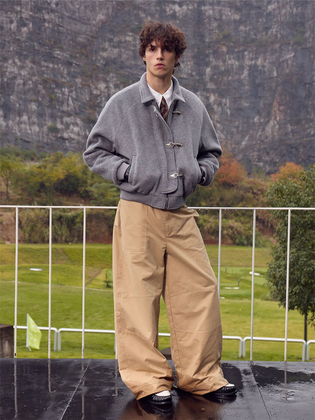 InsGale 25AW 羊毛龍蝦扣MA1老錢風Boomber