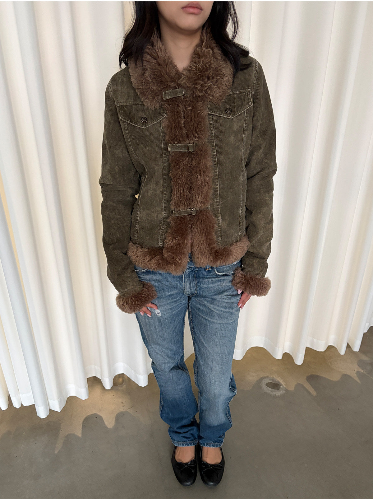 InsGale 26AW Vintage Olive Fleece Jacket
