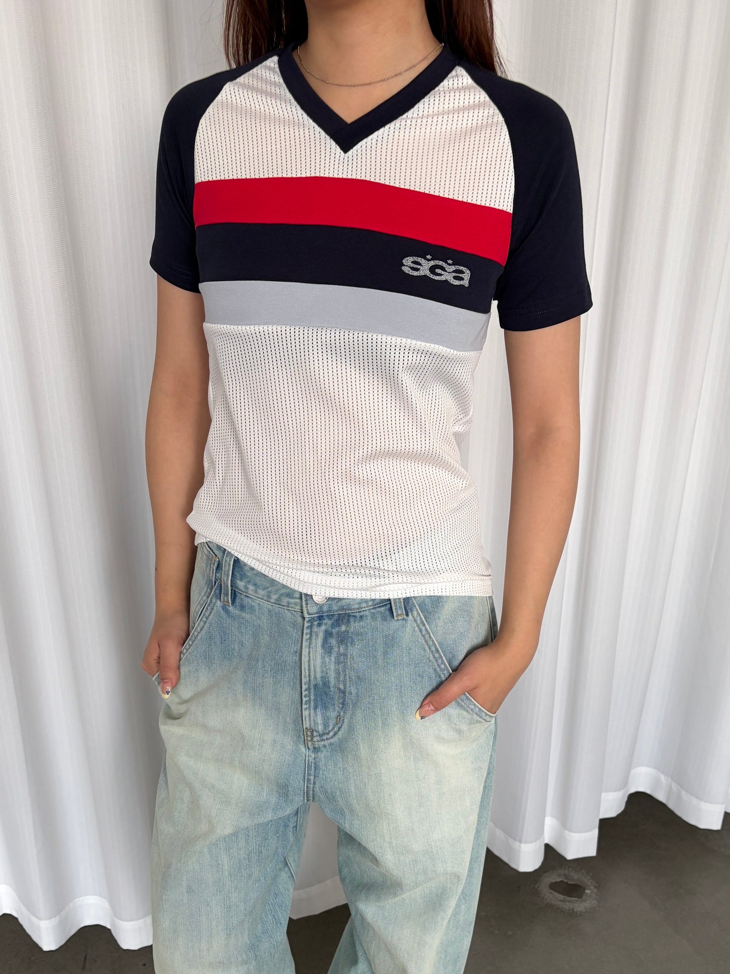 InsGale 26SS 網眼拼接復古運動短T
