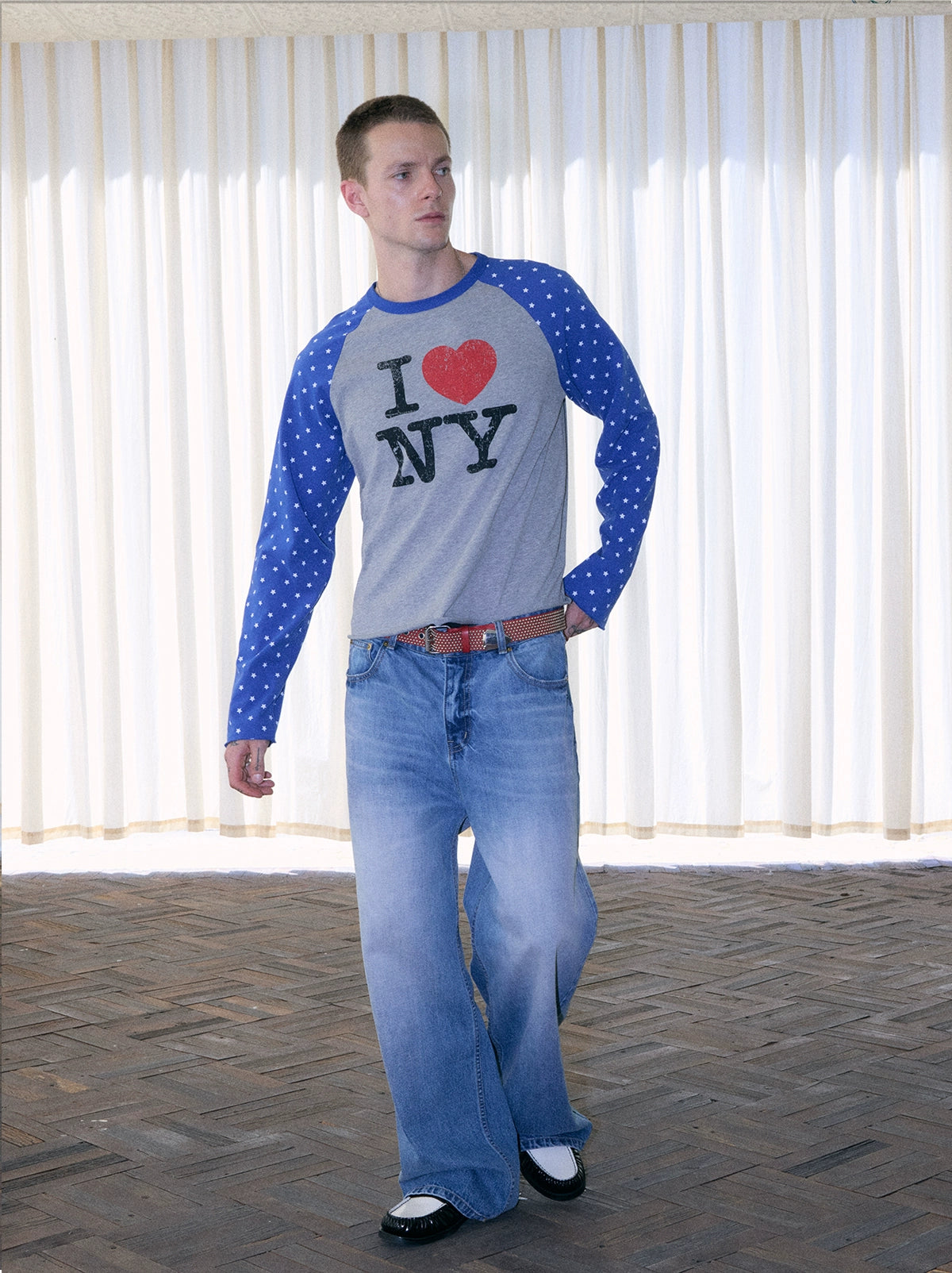 InsGale 25AW 星星撞色I LOVE NY長袖T