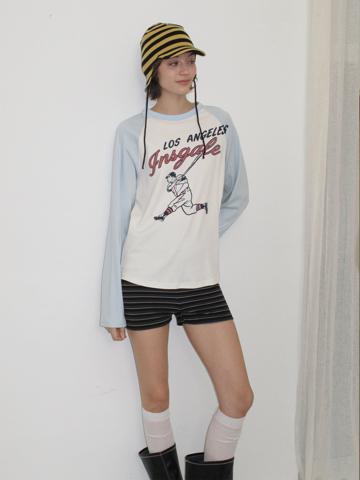 InsGale 26SS 復古棒球印花長Tee