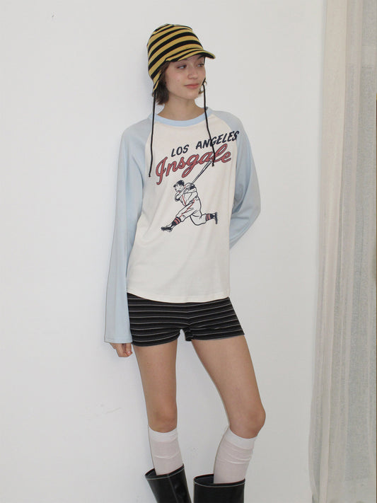 InsGale 26SS 復古棒球印花長Tee