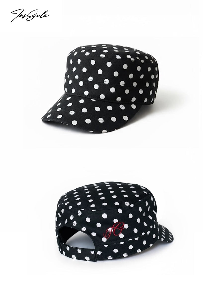 InsGale 25AW 點點復古刺繡平頂帽
