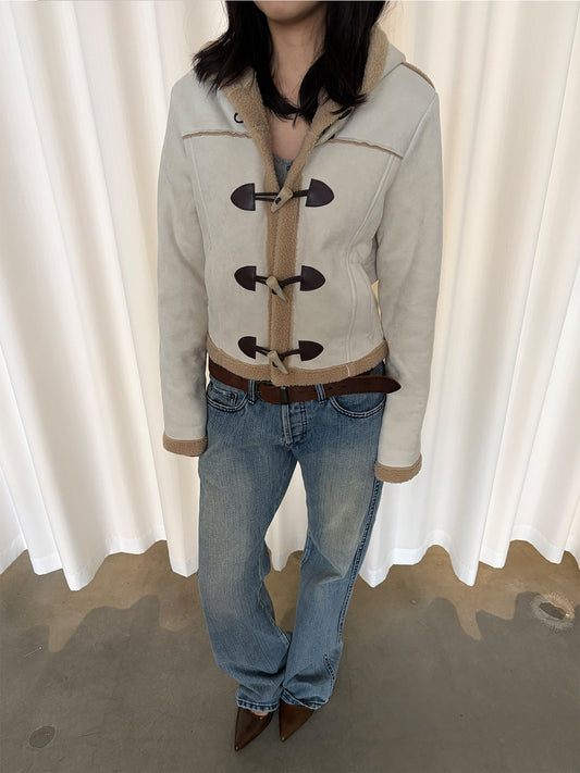 InsGale 26SS Shearling Horn Buckle Vintage Short Jacket