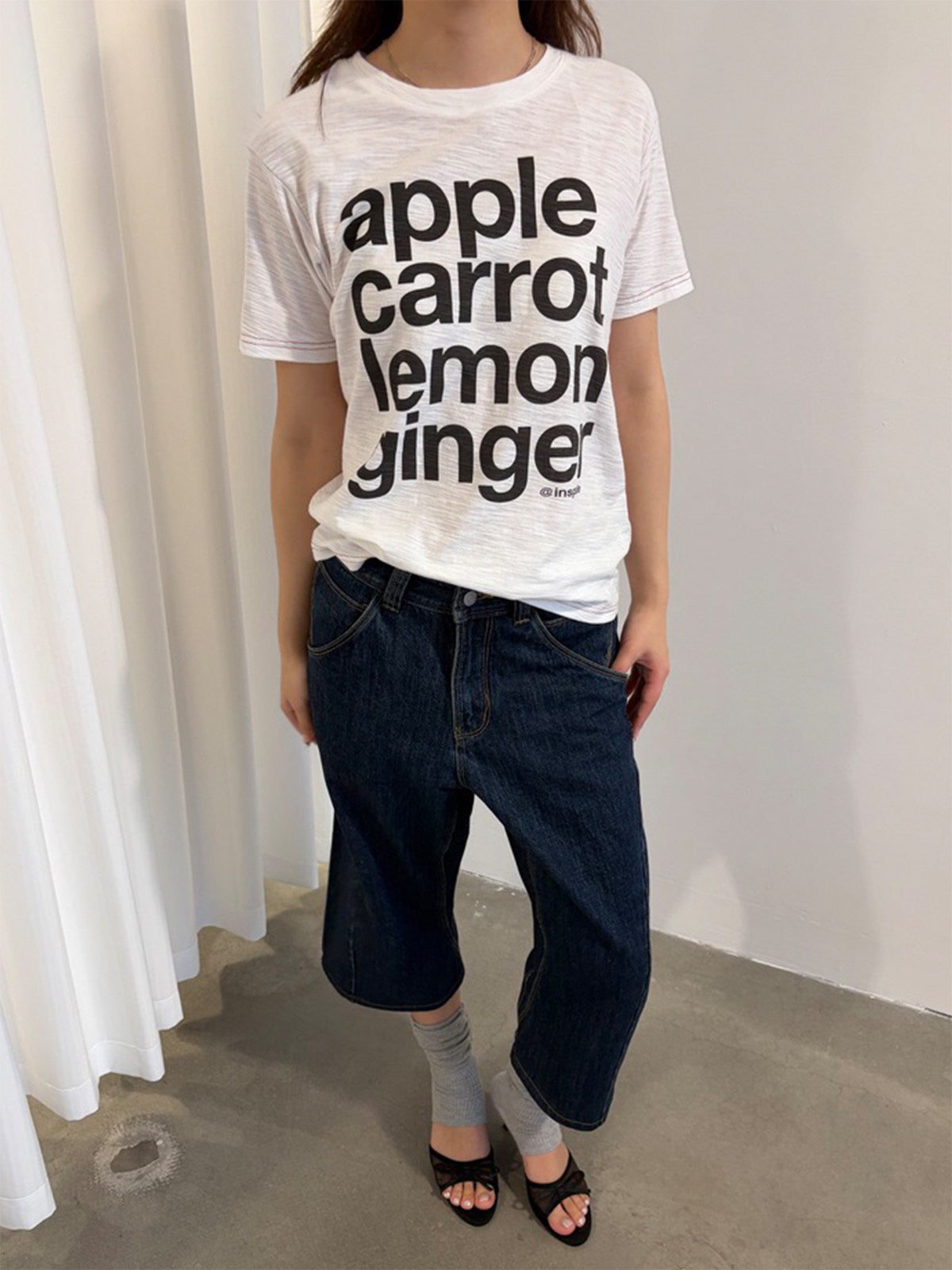 InsGale 26SS 白色竹節棉字母印花短袖T恤