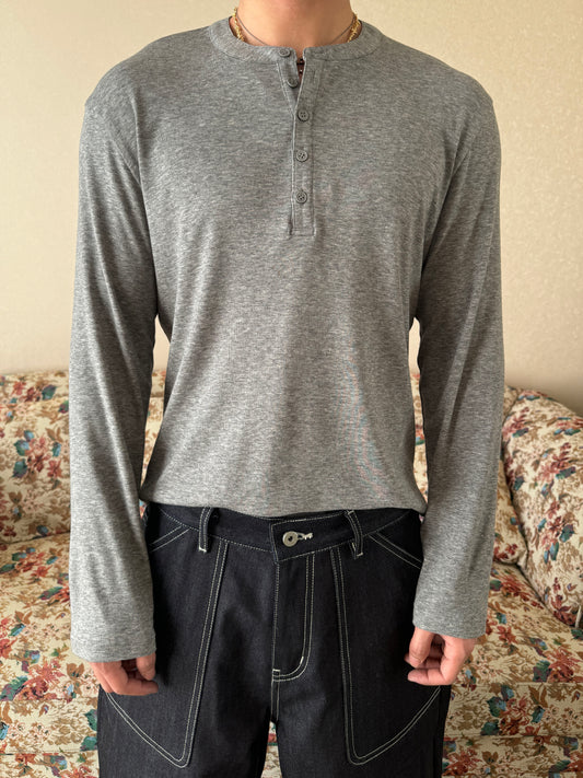 InsGale 25SS Tencel Wool Stretch Soft Slim Fit Short Style with Henley Collar Long Sleeves 