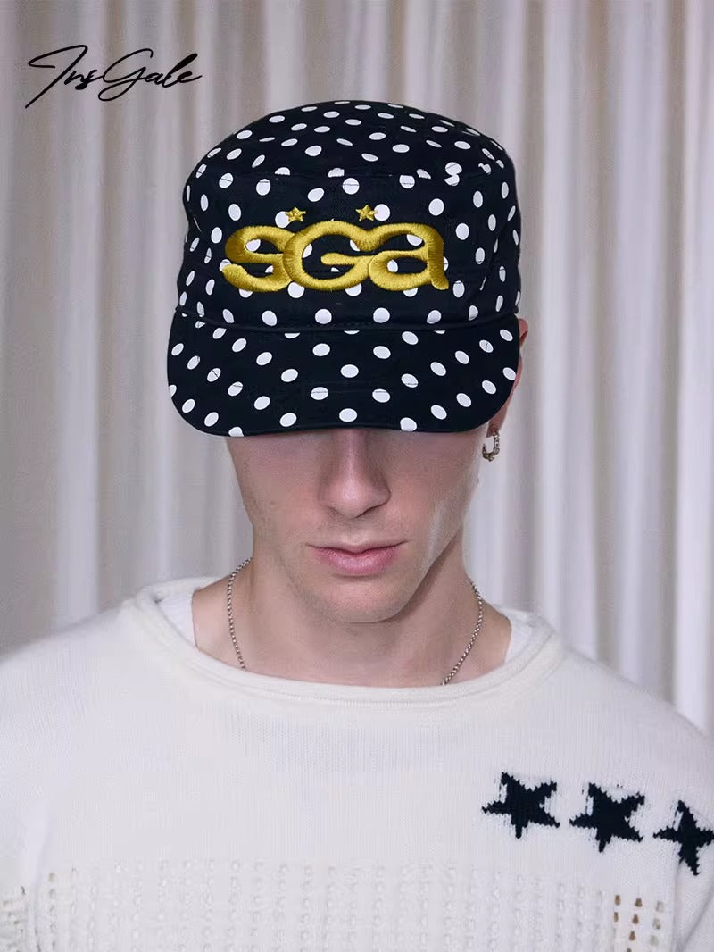 InsGale 25AW 點點復古刺繡平頂帽