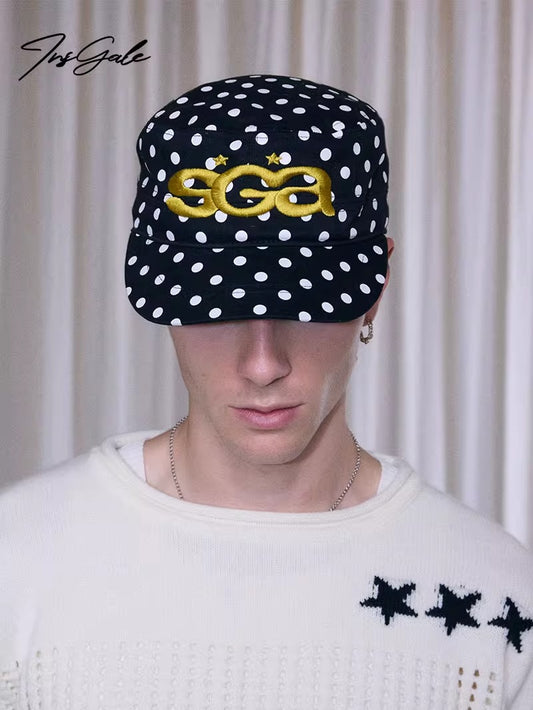 InsGale 25AW 點點復古刺繡平頂帽