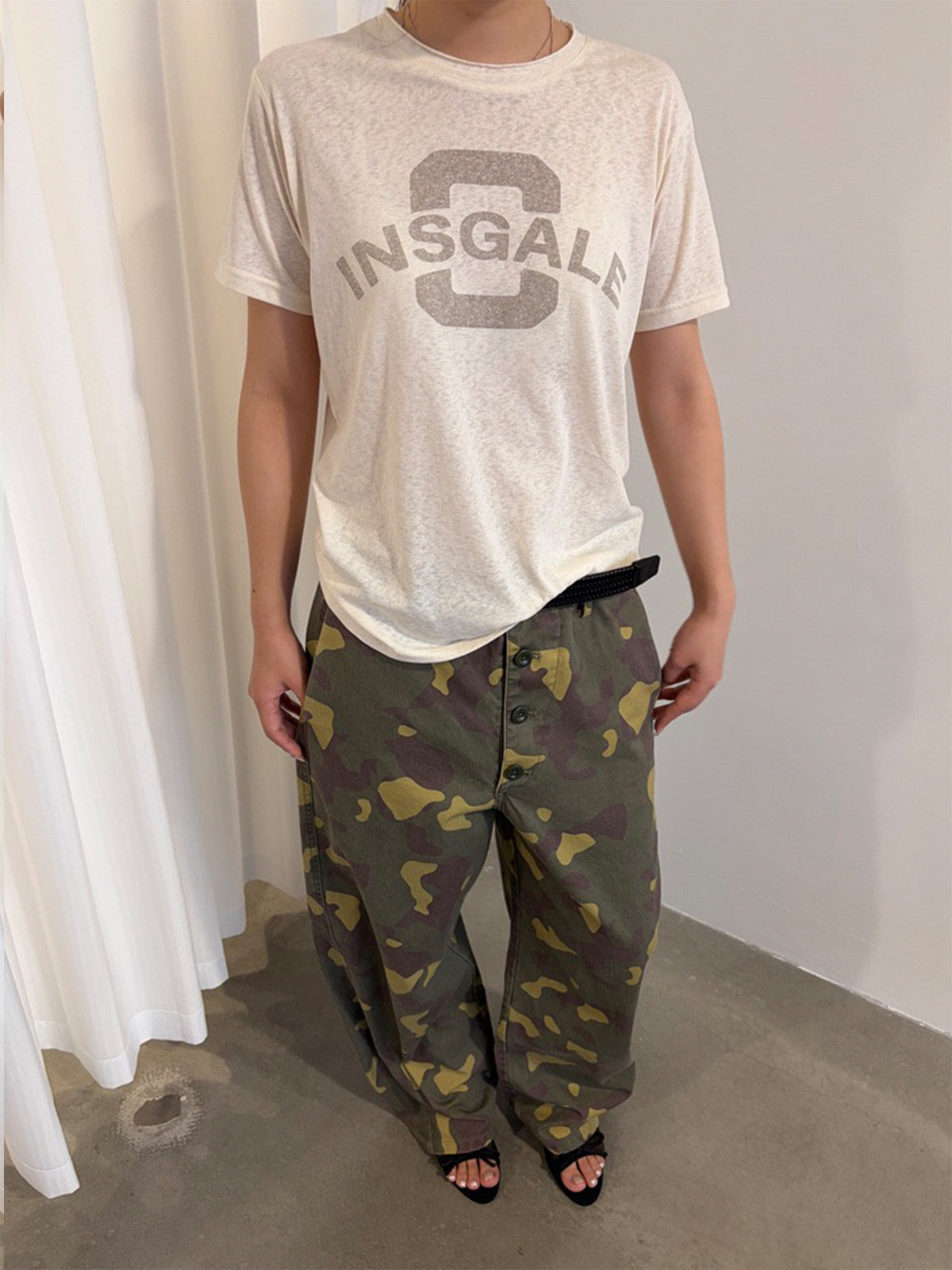 InsGale 26SS 美式復古做舊標語印花白T
