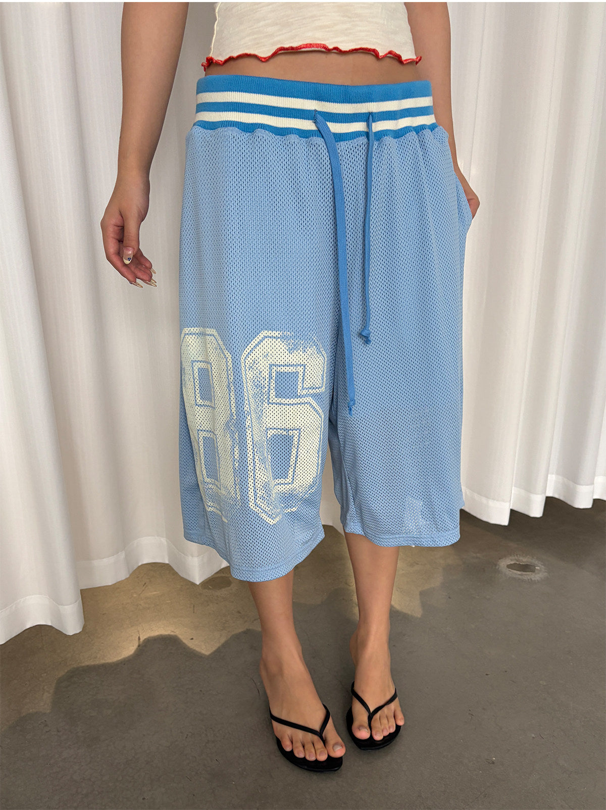 InsGale 26SS 網眼球褲86印花七分褲