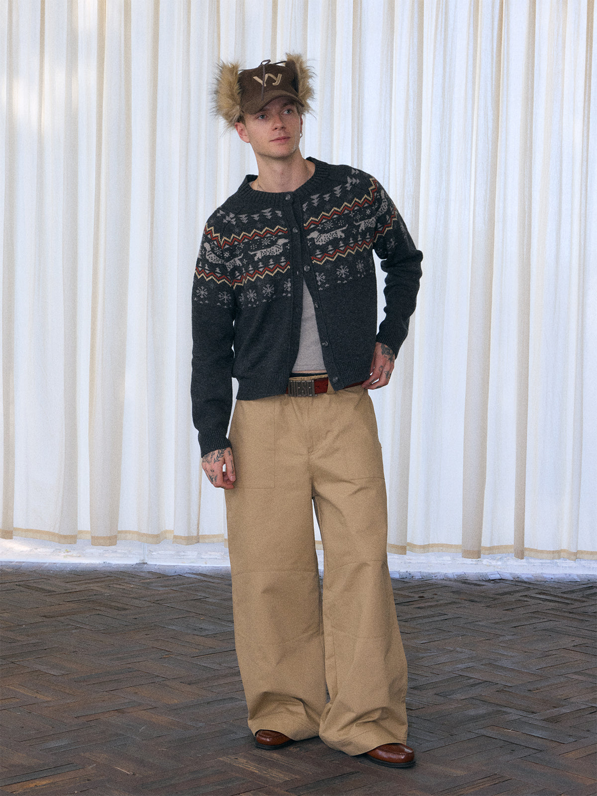 InsGale 25AW 費爾鳥臘腸狗針織短款羊毛開衫毛衣