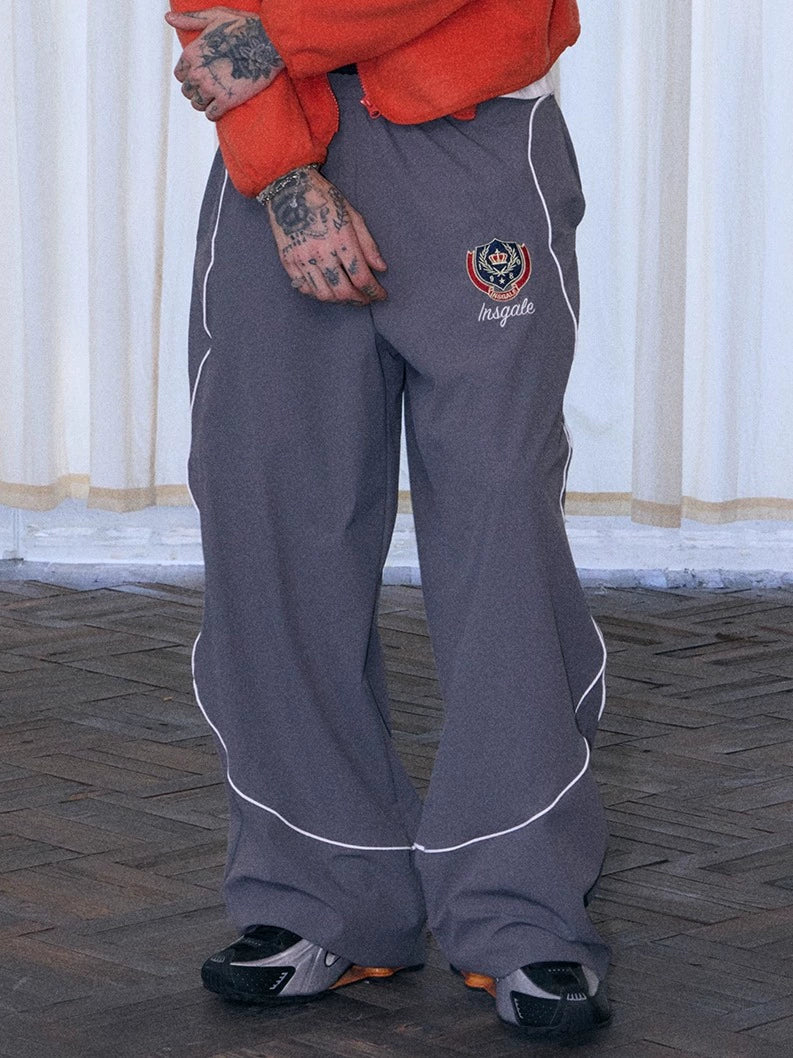 InsGale 25AW 美式刺繡反光尼龍運動休閒長褲