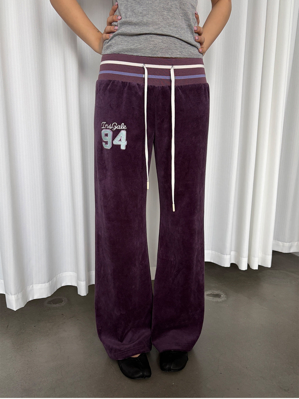 InsGale 26AW 數字刺繡Y2K衛褲